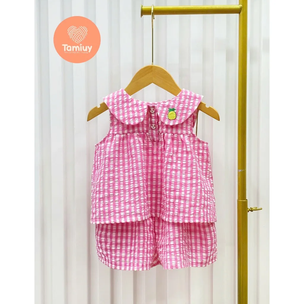 Ảnh Bộ Caro Bé Gái  Tamiuy Phối Họa Tiết , Vải Cotton Mềm Mại (10-38 kg) 4