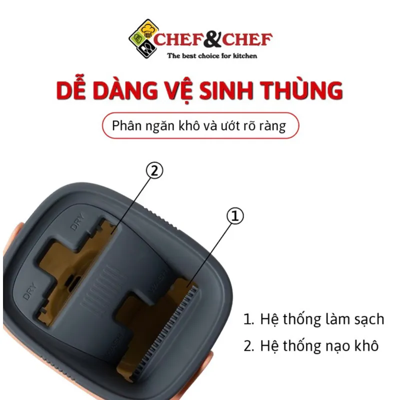 Ảnh Bộ Cây Lau Nhà CHEF&CHEF mã LV-F01 Tự Vắt, Chổi Lau Nhà Thông Minh Xoay 360 Độ Tách Nước Bẩn 3