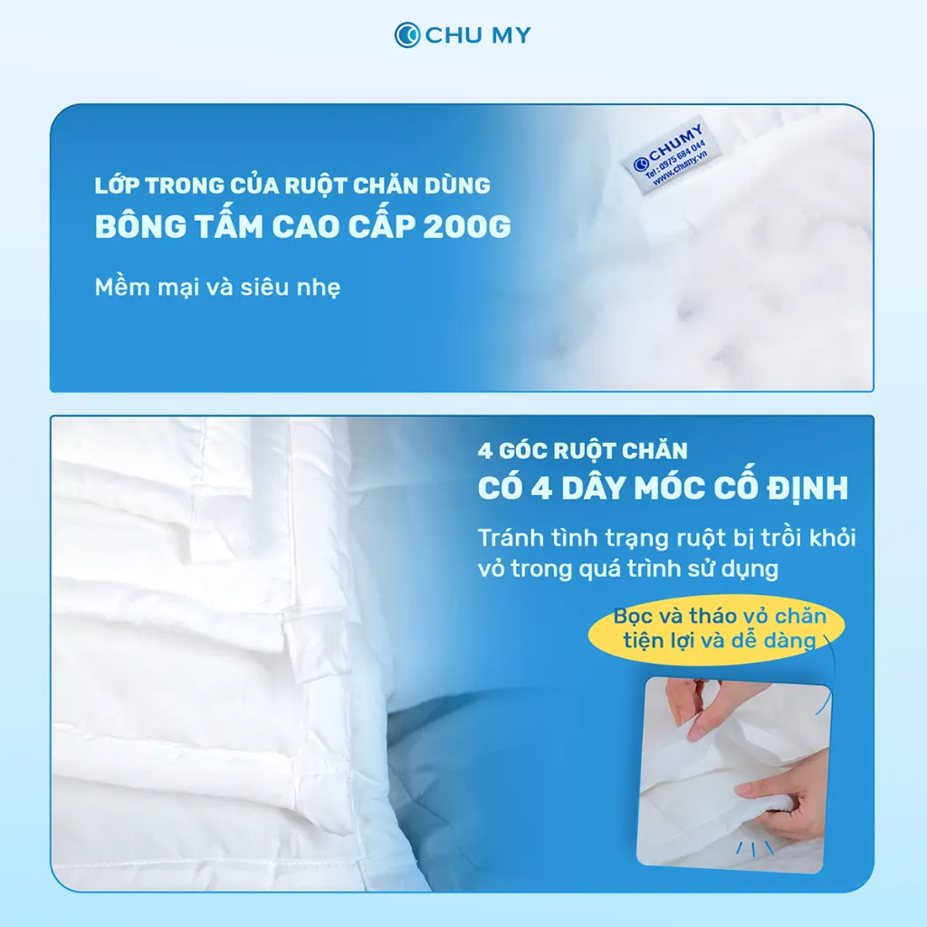 Ảnh Bộ chăn ga trắng khách sạn CHU MY, cotton Sateen 100%, T400, chuẩn 5 sao cho phòng ngủ 3