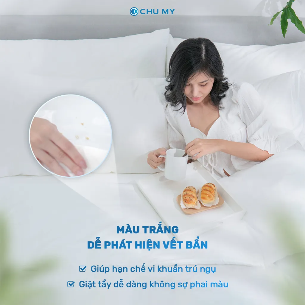 Ảnh Bộ chăn ga trắng khách sạn CHU MY, cotton Sateen 100%, T400, chuẩn 5 sao cho phòng ngủ 4