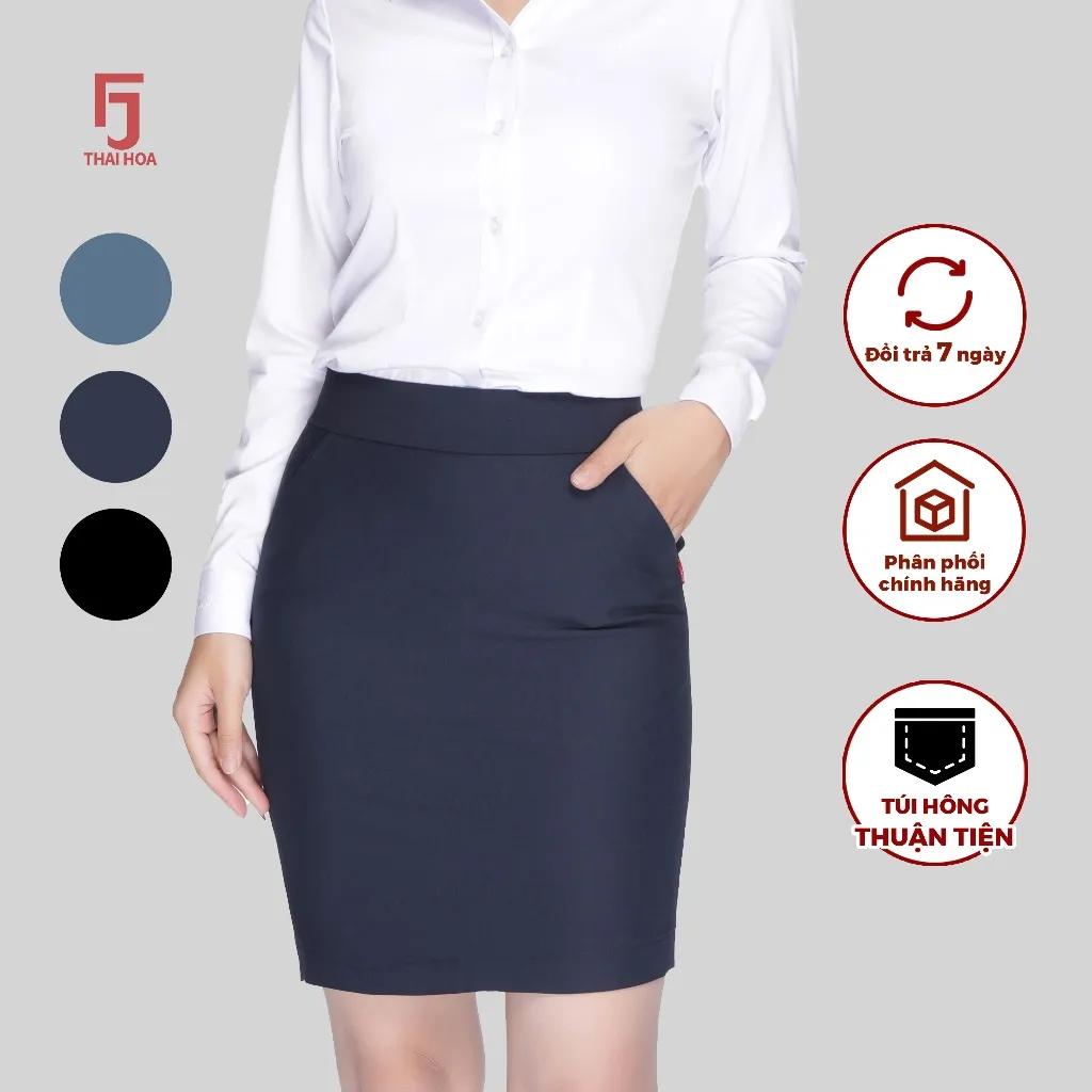 Ảnh Bộ chân váy nữ bút chì dáng dài cơ bản Thái Hòa 1 lớp (R01), 2 lớp (239, 226) 2