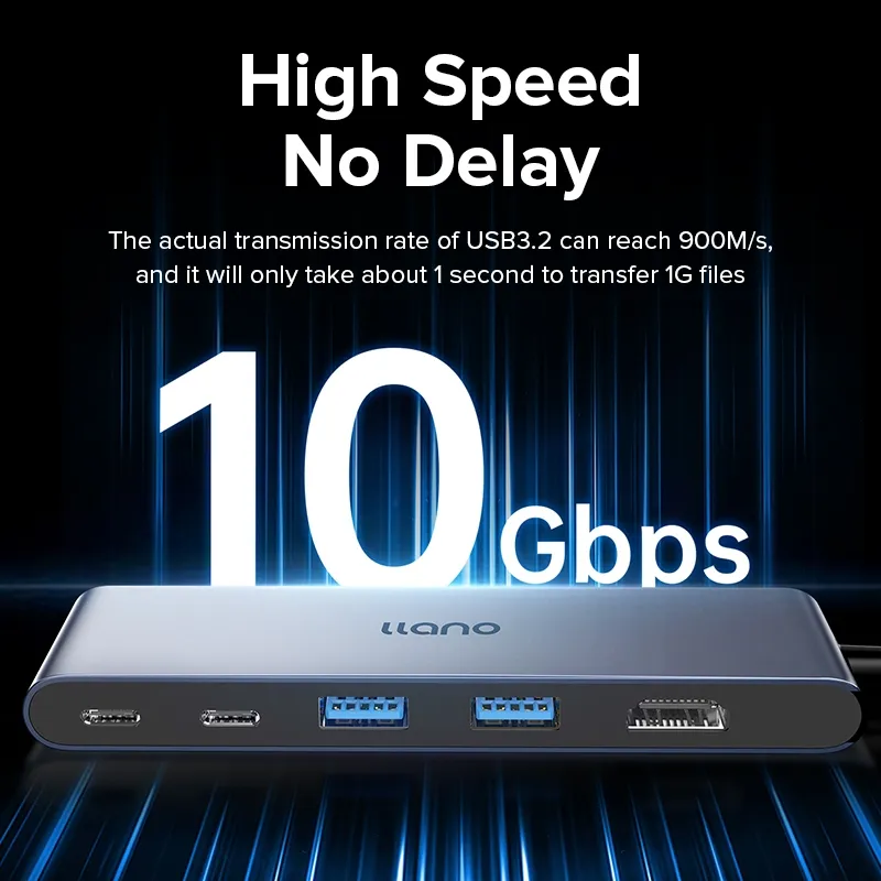 Ảnh Bộ chia cổng usb LLANO type-c sang usb / type-c 3.2 hdmi 4k 60hz pd 10Gbps 5 trong 1 2
