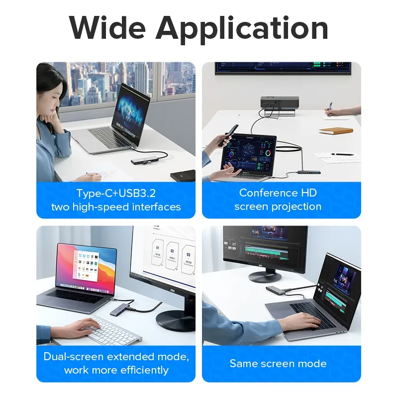 Ảnh Bộ chia cổng usb LLANO type-c sang usb / type-c 3.2 hdmi 4k 60hz pd 10Gbps 5 trong 1 3