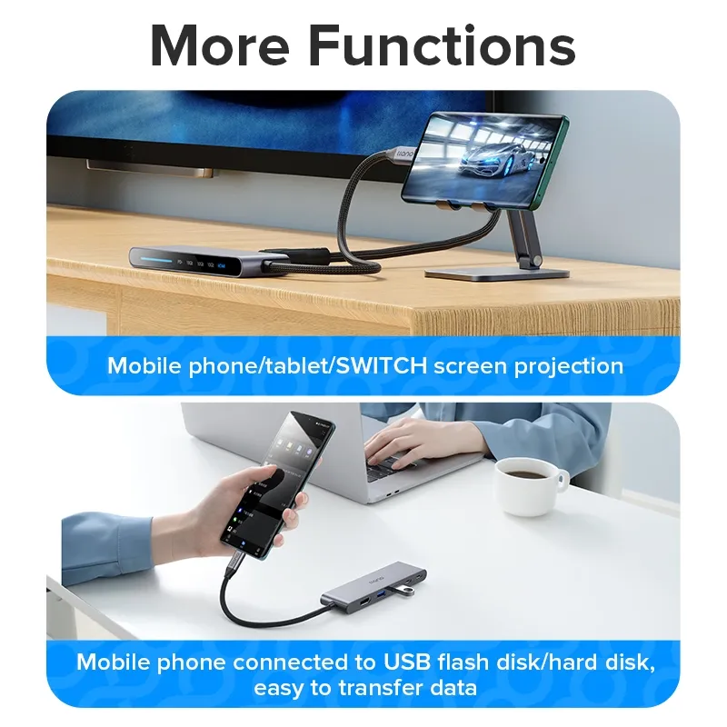 Ảnh Bộ chia cổng usb LLANO type-c sang usb / type-c 3.2 hdmi 4k 60hz pd 10Gbps 5 trong 1 4