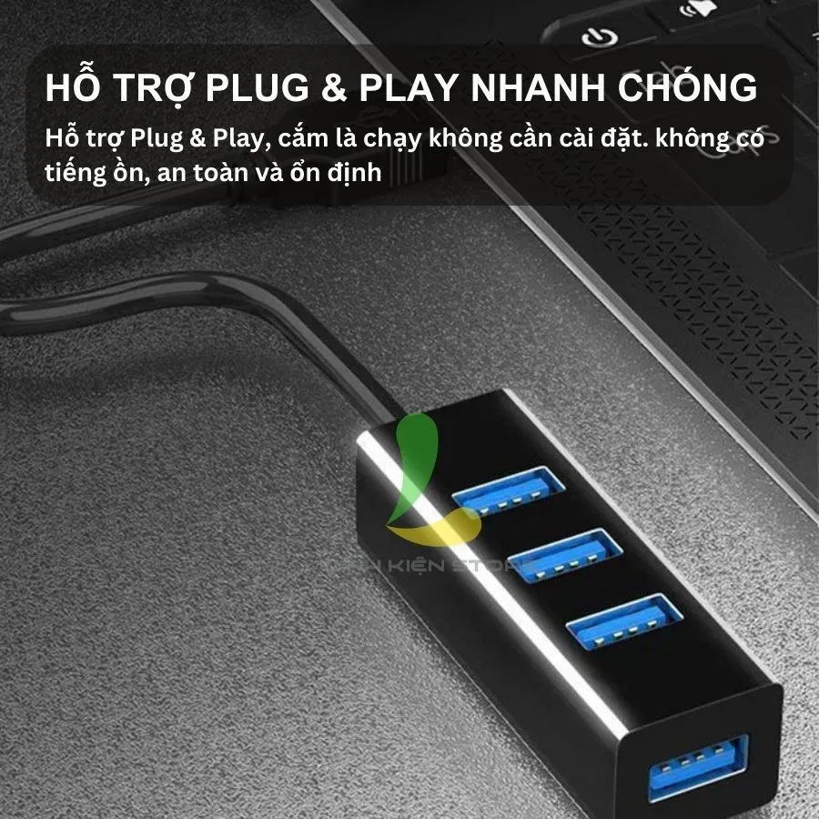 Ảnh Bộ chia USB HOSAN 4 cổng USB 2.0 hình chữ nhật thiết kế nhỏ gọn tốc độ cao hỗ trợ máy tính 3