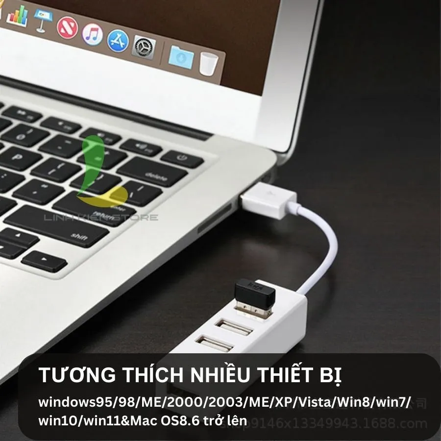 Ảnh Bộ chia USB HOSAN 4 cổng USB 2.0 hình chữ nhật thiết kế nhỏ gọn tốc độ cao hỗ trợ máy tính 4