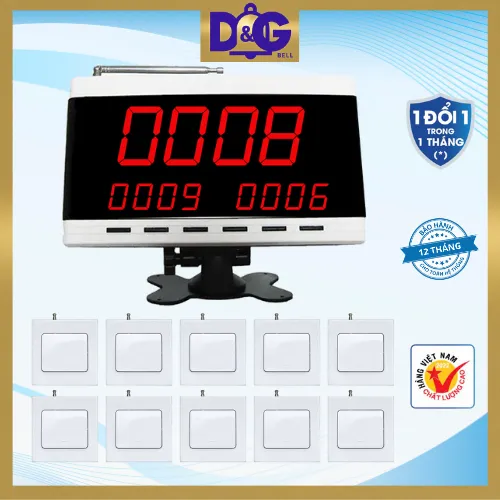 Ảnh Bộ Chuông Gọi Không Dây D&G Bell - Màn hình D0403 4 số 3 dòng Nút khoảng cách xa 150m 2