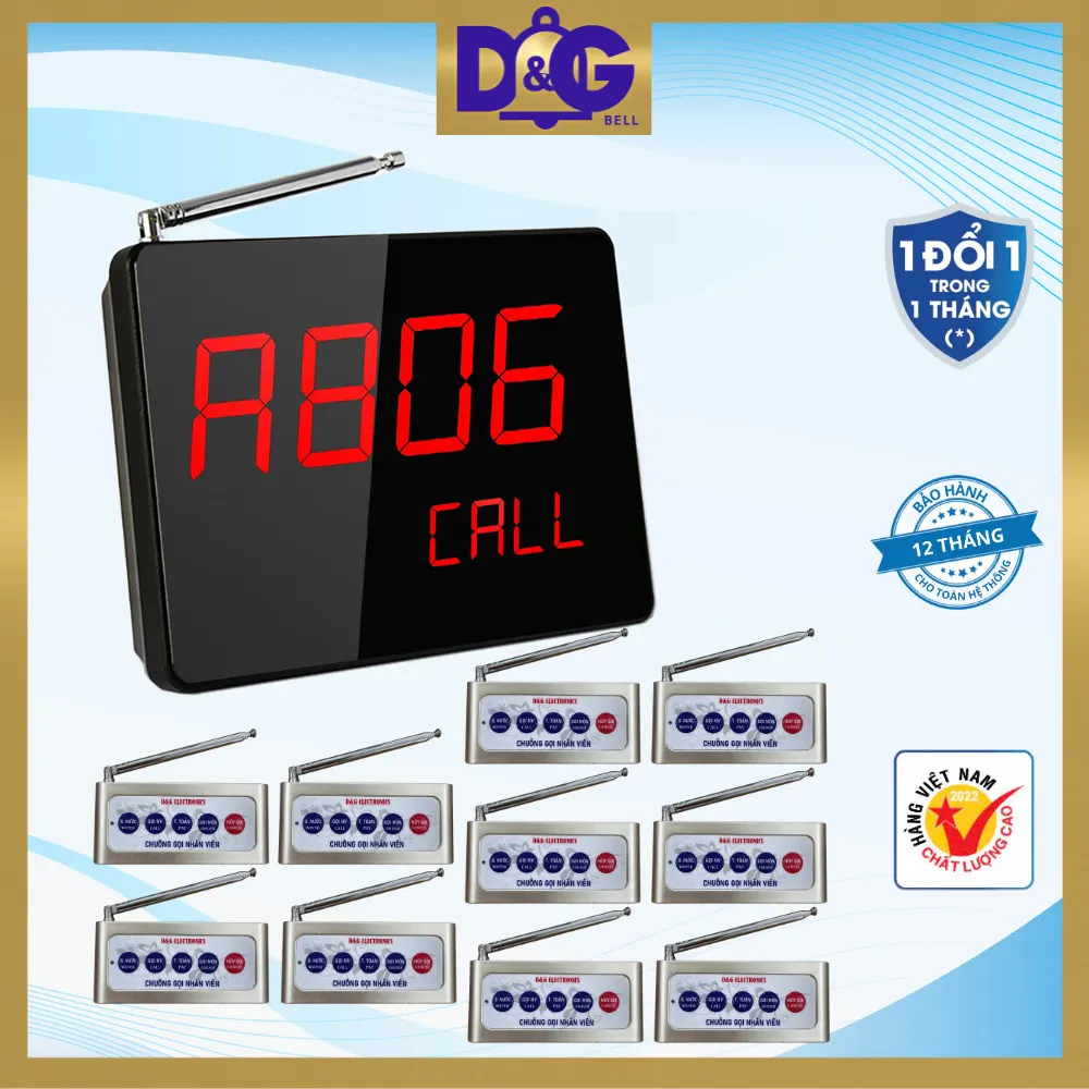 Ảnh Bộ Chuông Gọi Không Dây TIẾNG VIỆT D&G Bell - Màn hình D0402 4 số 2 dòng Nút khoảng cách xa 150m 2