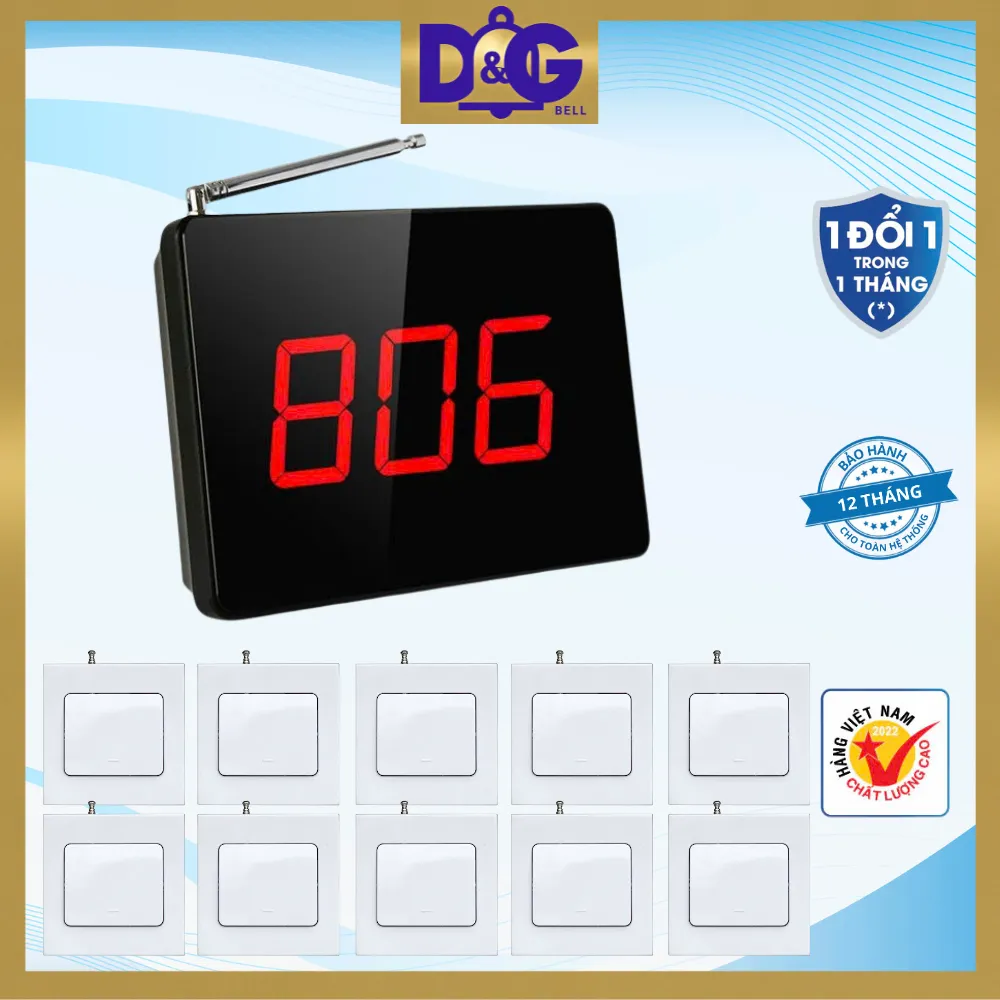 Ảnh Bộ Chuông Gọi Không Dây TIẾNG VIỆT D&G Bell - Màn hình D0301 - 3 số 1 dòng Nút khoảng cách xa 150m 2