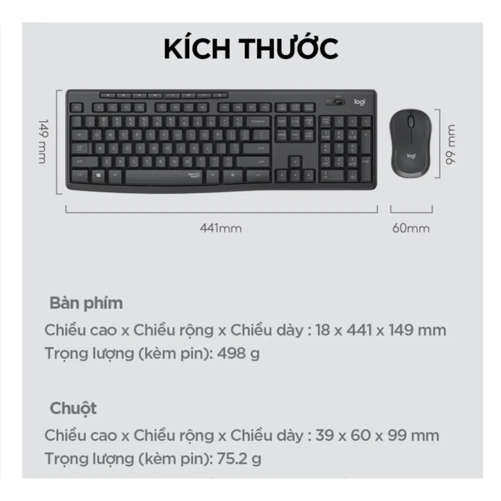 Ảnh Bộ chuột phím không dây Logitech MK295 Silent / MK345/ MK235/ MK545/ MK240 - Chính hãng 2