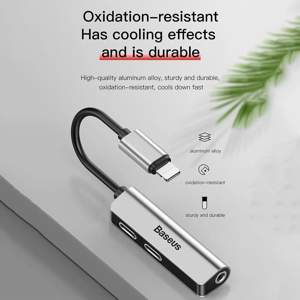 Ảnh Bộ chuyển cổng ip sang Dual ip + Audio AUX 3.5mm Baseus L52 cho iP, hỗ trợ đàm thoại 2