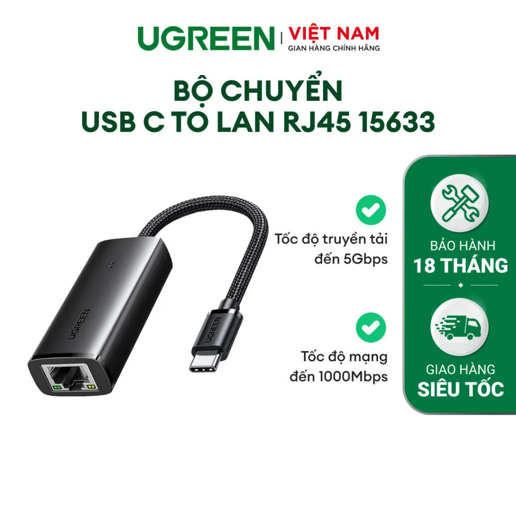 Ảnh Bộ chuyển USB-A/USB-C to Lan Ugreen CM650 | Tốc độ mạng 100/1000Mbps |Truyền dữ liệu 480Mbps/5Gbps |BH 18T 1 đổi 1 15632 1