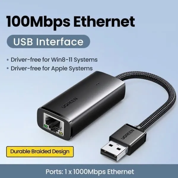 Ảnh Bộ chuyển USB-A/USB-C to Lan Ugreen CM650 | Tốc độ mạng 100/1000Mbps |Truyền dữ liệu 480Mbps/5Gbps |BH 18T 1 đổi 1 15632 4