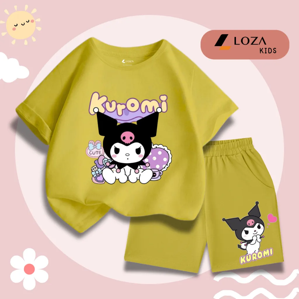 Ảnh Bộ cộc bé gái Kuromi nhiều màu chất liệu thun cotton - Quần áo trẻ em nữ size từ 15-40kg -  Loza Kids SB308 1