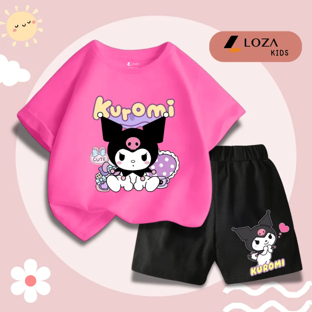 Ảnh Bộ cộc bé gái Kuromi nhiều màu chất liệu thun cotton - Quần áo trẻ em nữ size từ 15-40kg -  Loza Kids SB308 3
