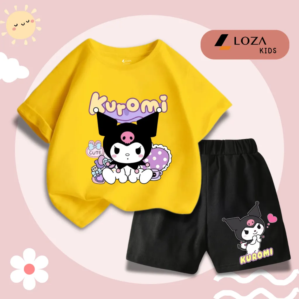 Ảnh Bộ cộc bé gái Kuromi nhiều màu chất liệu thun cotton - Quần áo trẻ em nữ size từ 15-40kg -  Loza Kids SB308 4