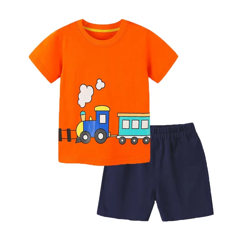 Ảnh Bộ cộc tay bé trai SKIDS quần áo trẻ em mùa hè ngắn tay cotton họa tiết oto khủng long đáng yêu 4