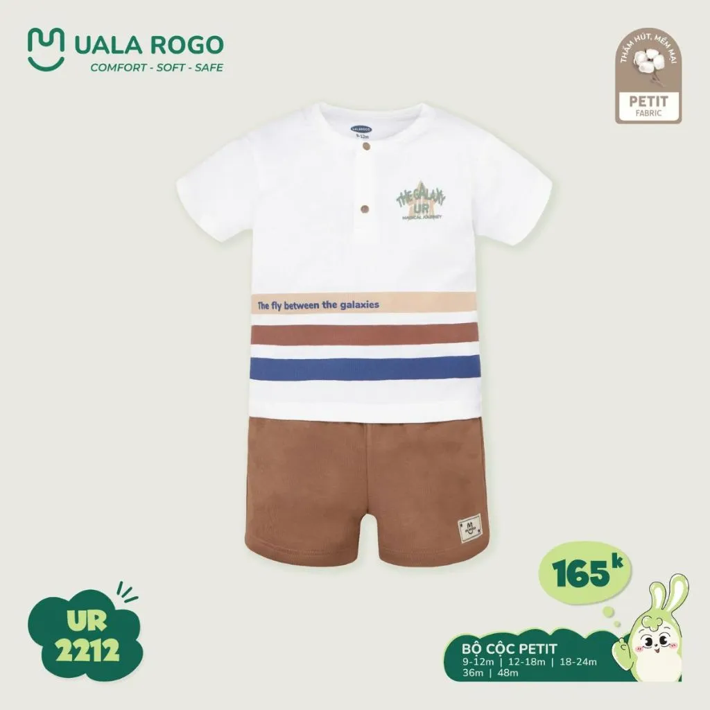 Ảnh Bộ cộc tay bé trai Ualarogo 9 tháng - 4 tuổi vải Petit mềm mịn co giãn thoáng khí 2212 4