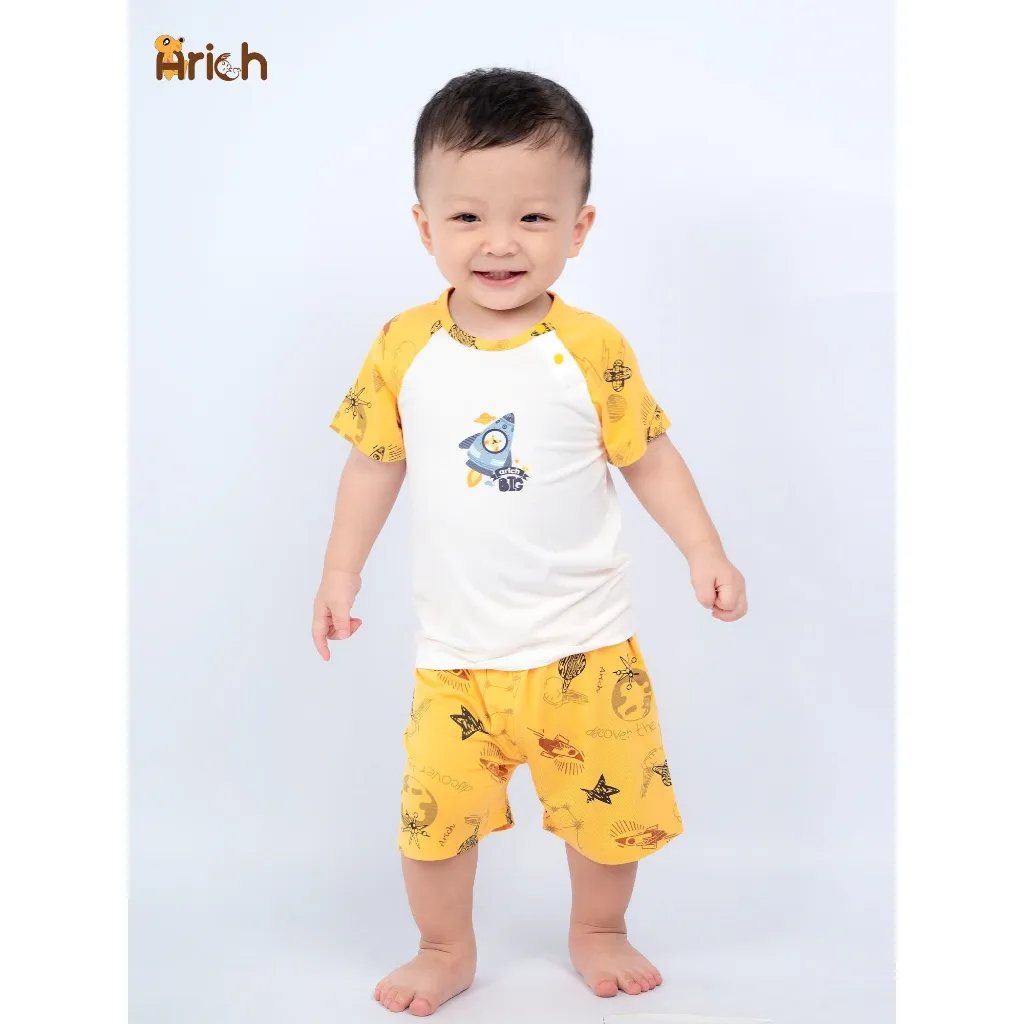 Ảnh Bộ cộc tay cài chéo Arich vải sợi tre họa tiết đáng yêu cho Bé size từ 9 tháng- 6 tuổi 4