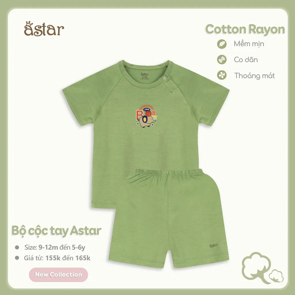 Ảnh Bộ cộc tay cài chéo ASTAR vải cotton rayon in hình cho bé 9 tháng đến 6 tuổi 3