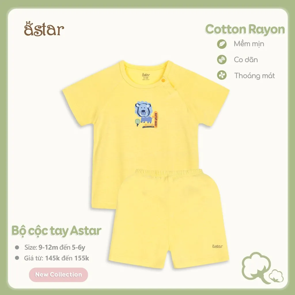 Ảnh Bộ cộc tay cài chéo ASTAR vải cotton rayon in hình cho bé 9 tháng đến 6 tuổi 4