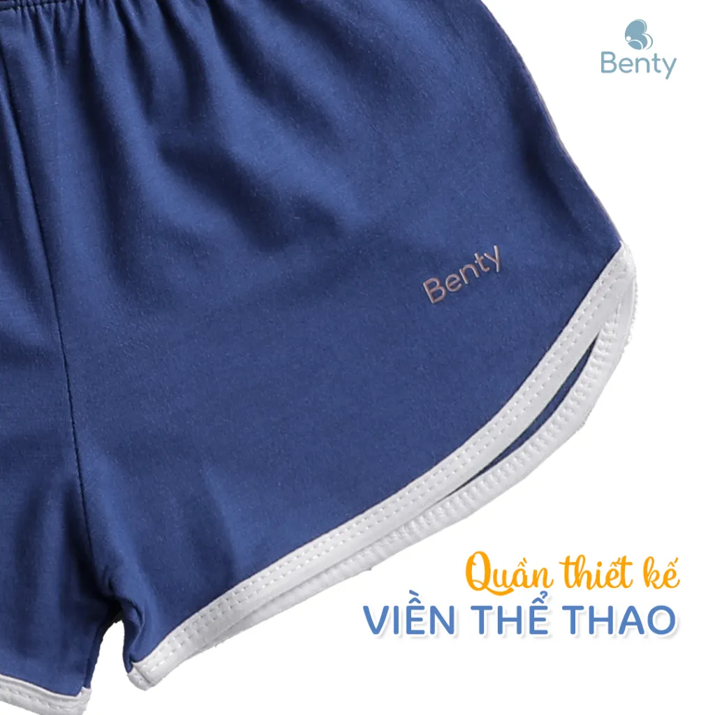 Ảnh Bộ cộc tay cài chéo thể thao BENTY trơn basic,chất cotton mát mẻ, thoải mái cho bé vận động ngày dài 4