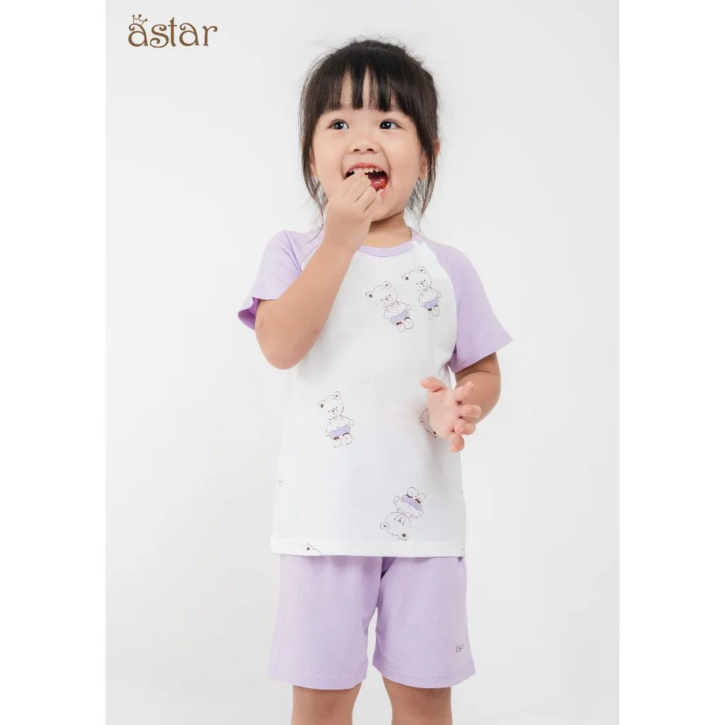 Ảnh Bộ cộc tay cài vai ASTAR vải cotton rayon phối hoạ tiết mới cho bé 9 tháng đến 6 tuổi 4