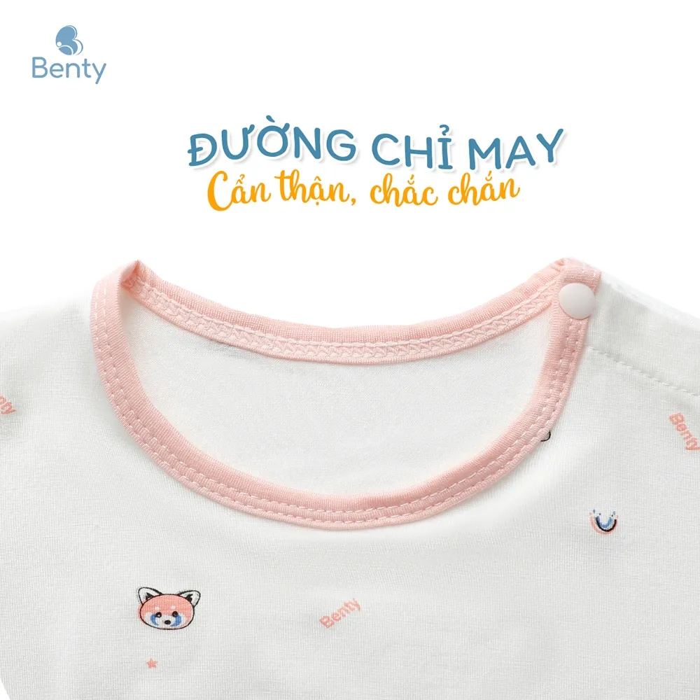 Ảnh Bộ cộc tay cài vai họa tiết hồng BENTY mềm mịn mát, đồ bộ chất cotton bé mặc thoải mái 4