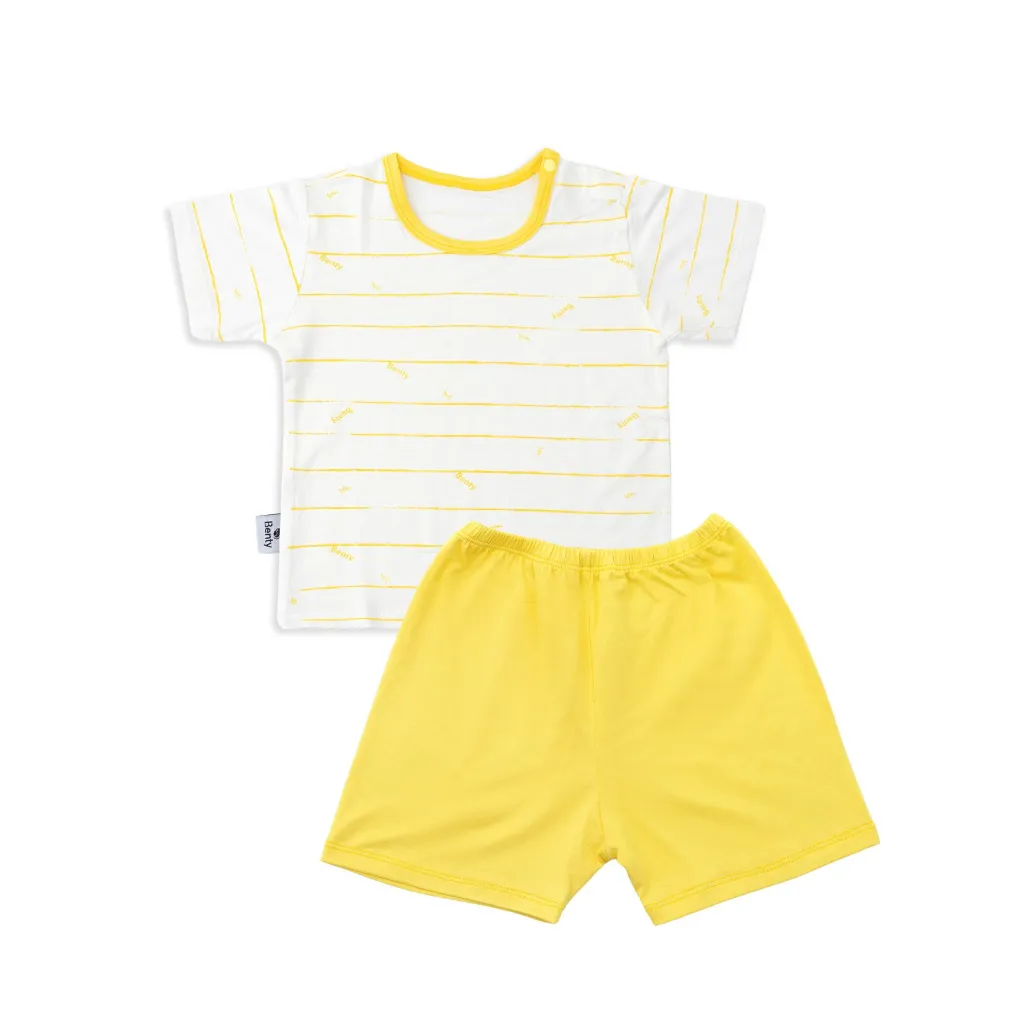 Ảnh Bộ cộc tay cài vai sọc BENTY cotton co giãn an toàn da bé , quần áo trẻ em mềm mịn thấm hút mồ hôi 4