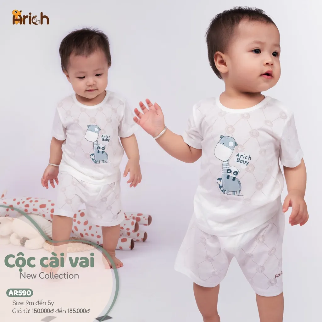 Ảnh Bộ cộc tay cài vải sợi tre thông hơi siêu mát cho bé-Thương hiệu Arich 2