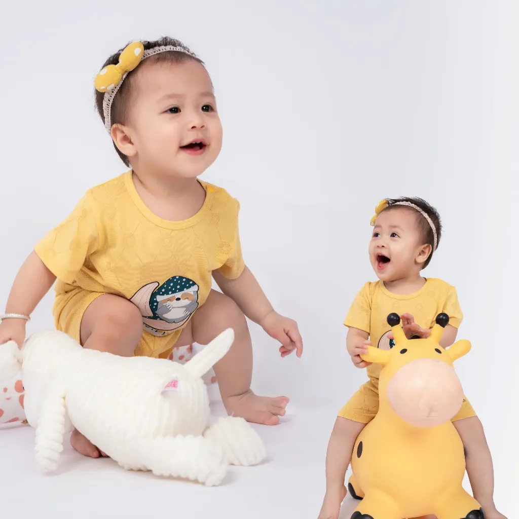 Ảnh Bộ cộc tay cài vải sợi tre thông hơi siêu mát cho bé-Thương hiệu Arich 3