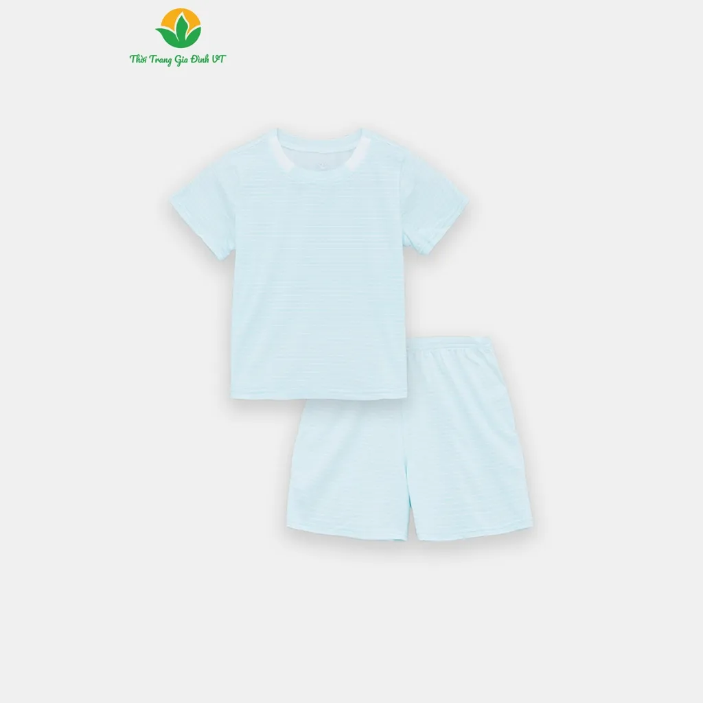Ảnh Bộ cộc tay chất cotton dệt kim kẻ sọc màu cho bé trai bé gái thời trang Việt Thắng - B63.5100 2