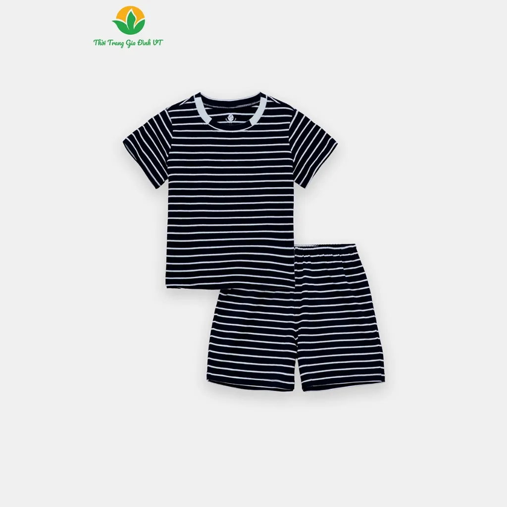 Ảnh Bộ cộc tay chất cotton dệt kim kẻ sọc màu cho bé trai bé gái thời trang Việt Thắng - B63.5100 3