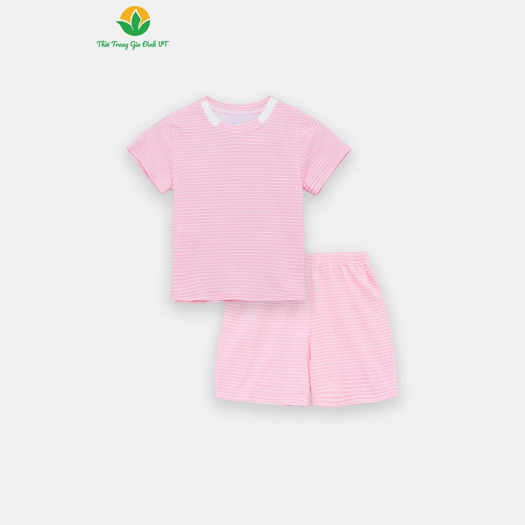Ảnh Bộ cộc tay chất cotton dệt kim kẻ sọc màu cho bé trai bé gái thời trang Việt Thắng - B63.5100 4
