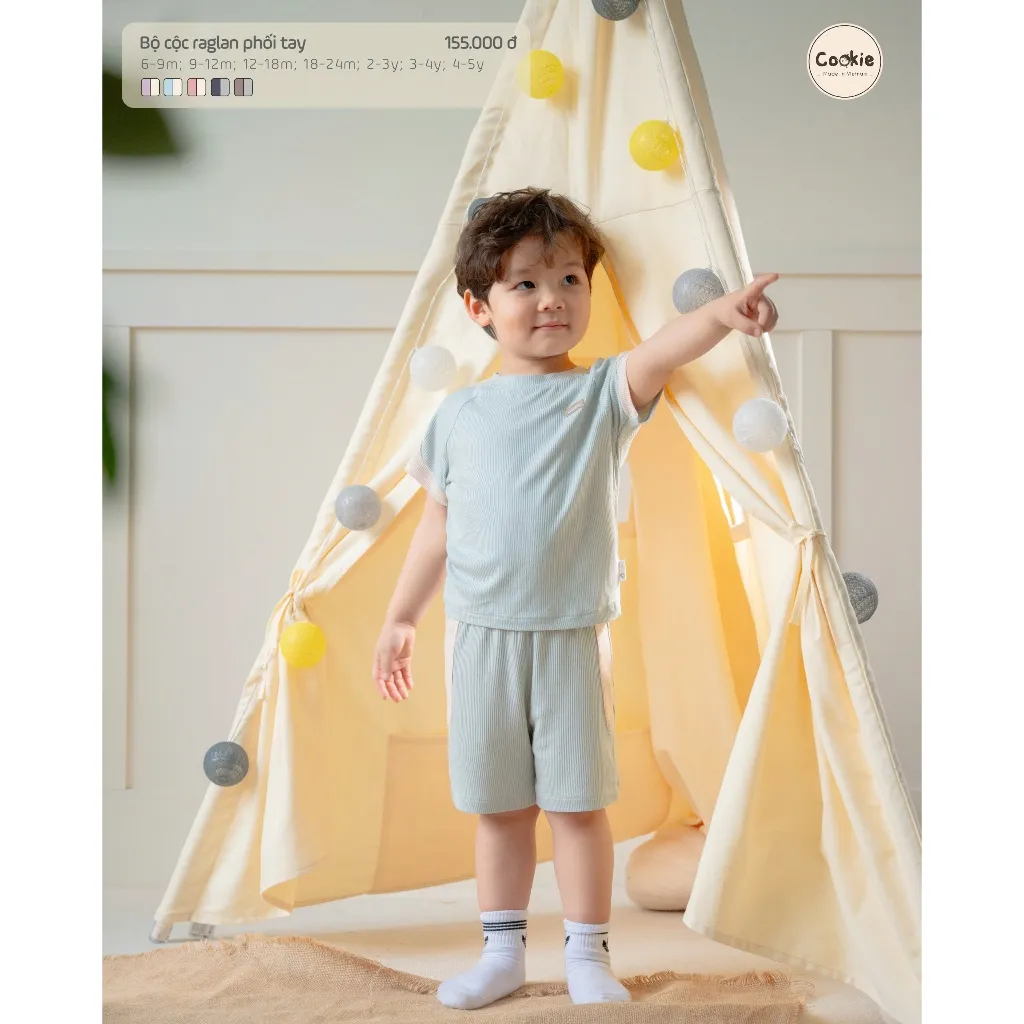 Ảnh Bộ Cộc Tay COOKIE Raglan Phối Tay Cho Bé Từ 6 Đến 5 Tuổi 2025 2