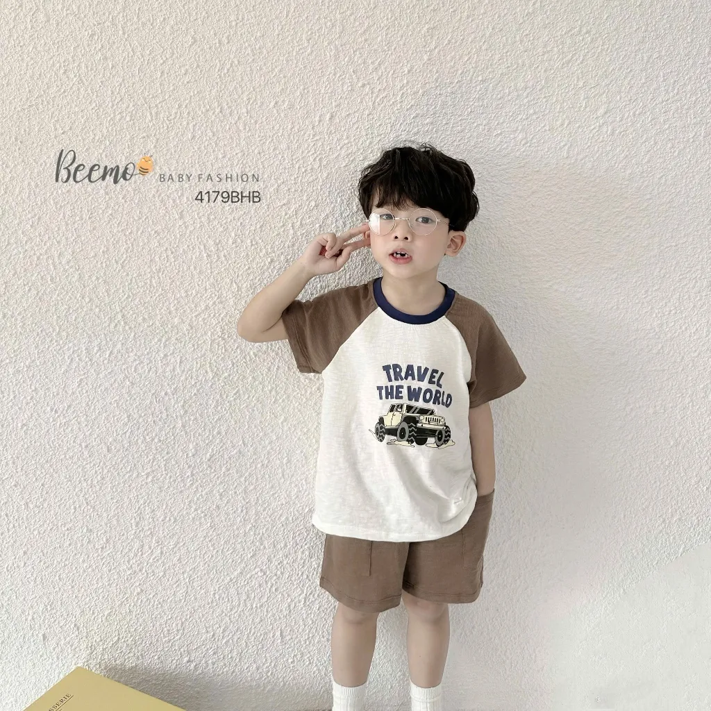 Ảnh Bộ cộc tay in ô tô cho bé trai Beemo Chất liệu cotton xược siêu thoáng, thấm hút mồ hôi  B592 3
