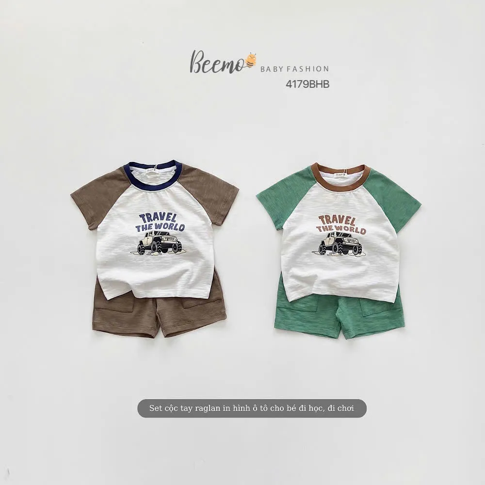 Ảnh Bộ cộc tay in ô tô cho bé trai Beemo Chất liệu cotton xược siêu thoáng, thấm hút mồ hôi  B592 4