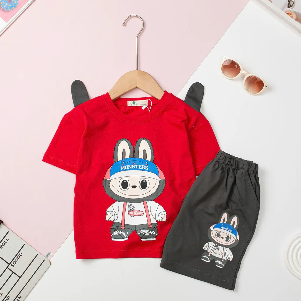 Ảnh Bộ cotton Bé trai quần đùi LITIBABY hình khủng long, cá mập size 2 đến 10 tuổi 1