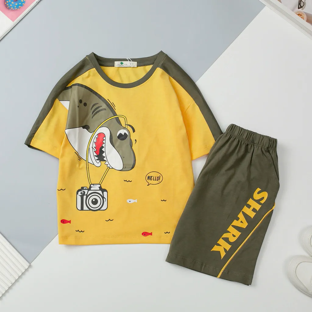 Ảnh Bộ cotton ngắn tay Bé trai mặc nhà, đi chơi LITIBABY, hoạt hình size 4 đến 12 tuổi 1