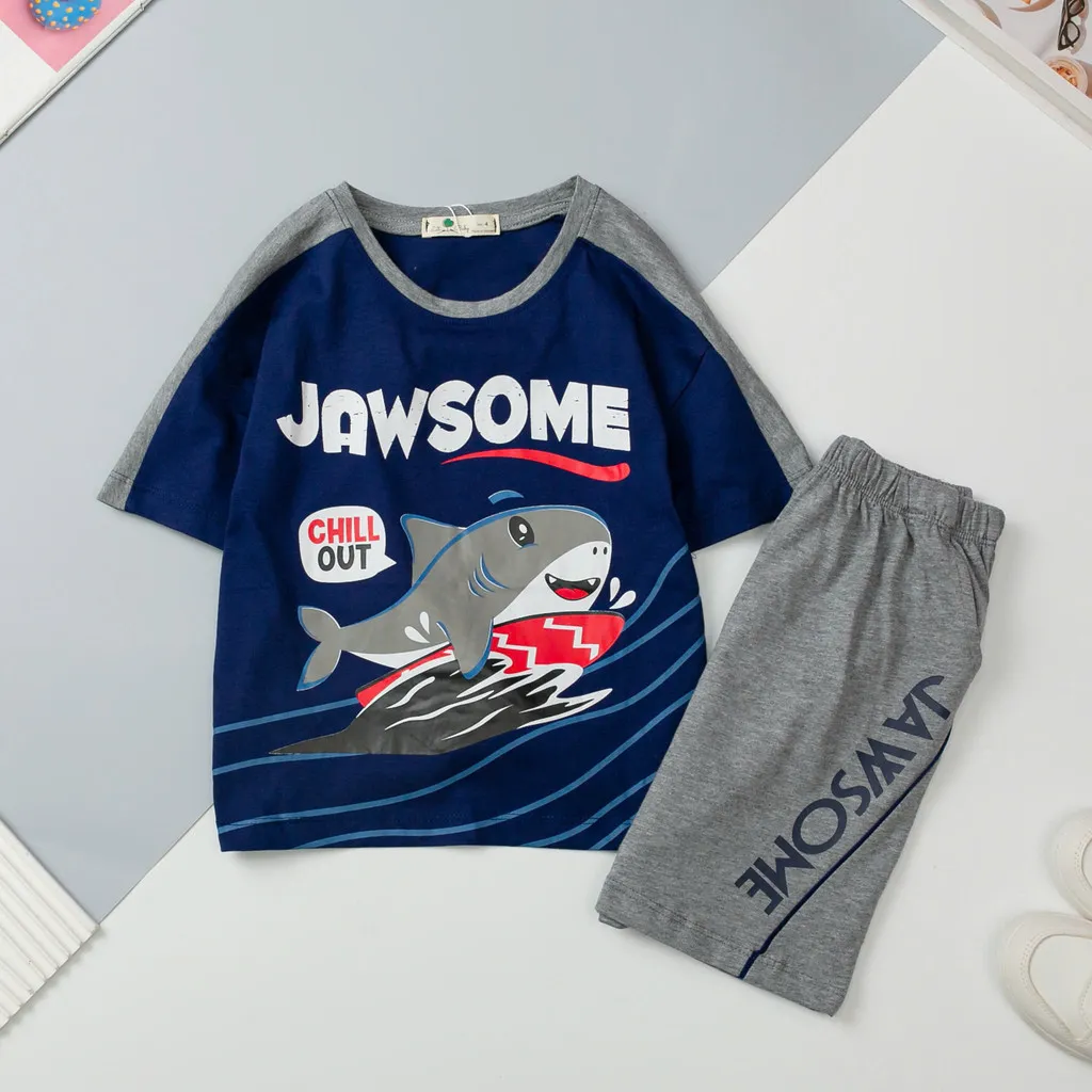Ảnh Bộ cotton ngắn tay Bé trai mặc nhà, đi chơi LITIBABY, hoạt hình size 4 đến 12 tuổi 3