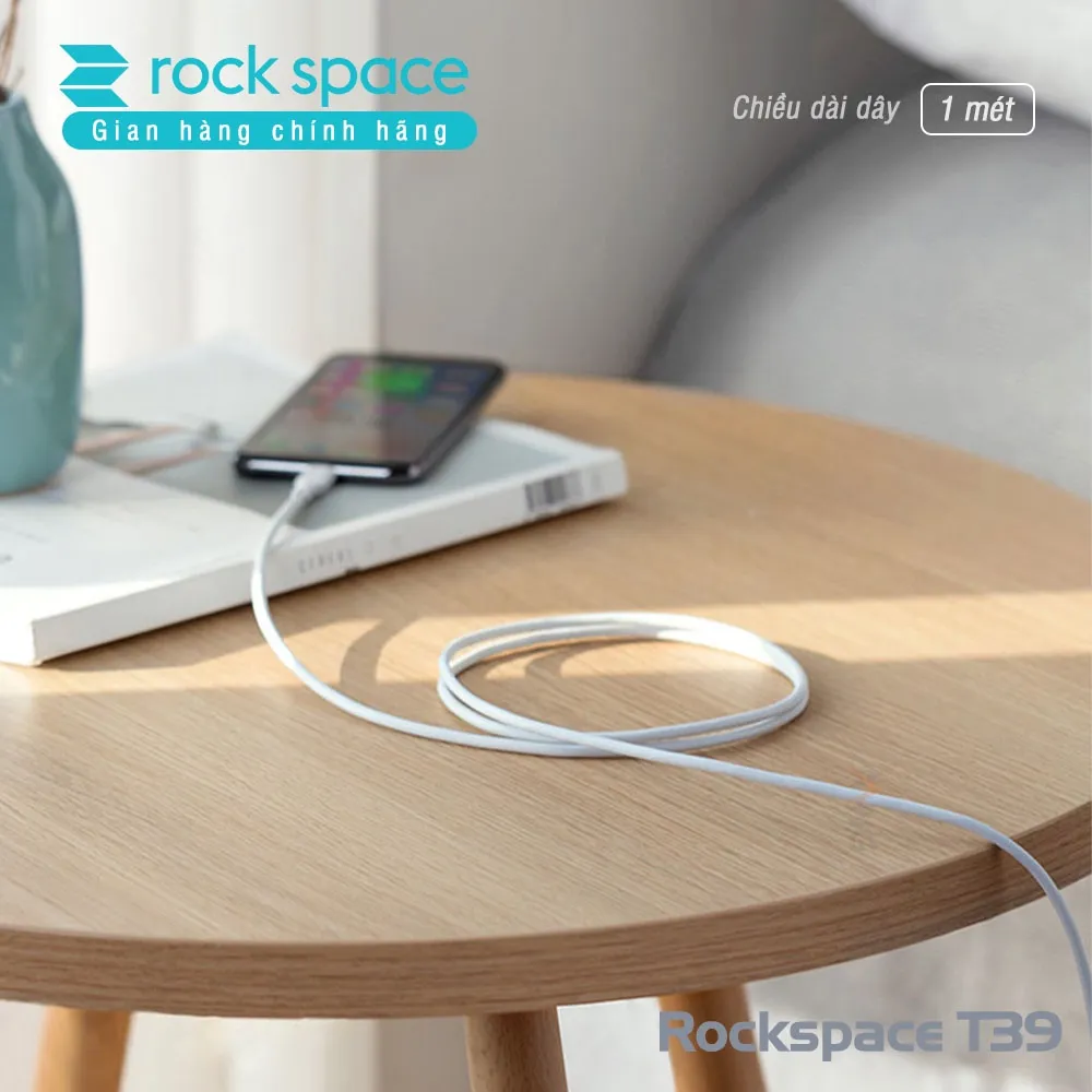 Ảnh Bộ củ cáp sạc nhanh TypeC Rockspace T39 sạc nhanh không nóng máy màu trắng bảo hành 12 tháng 2