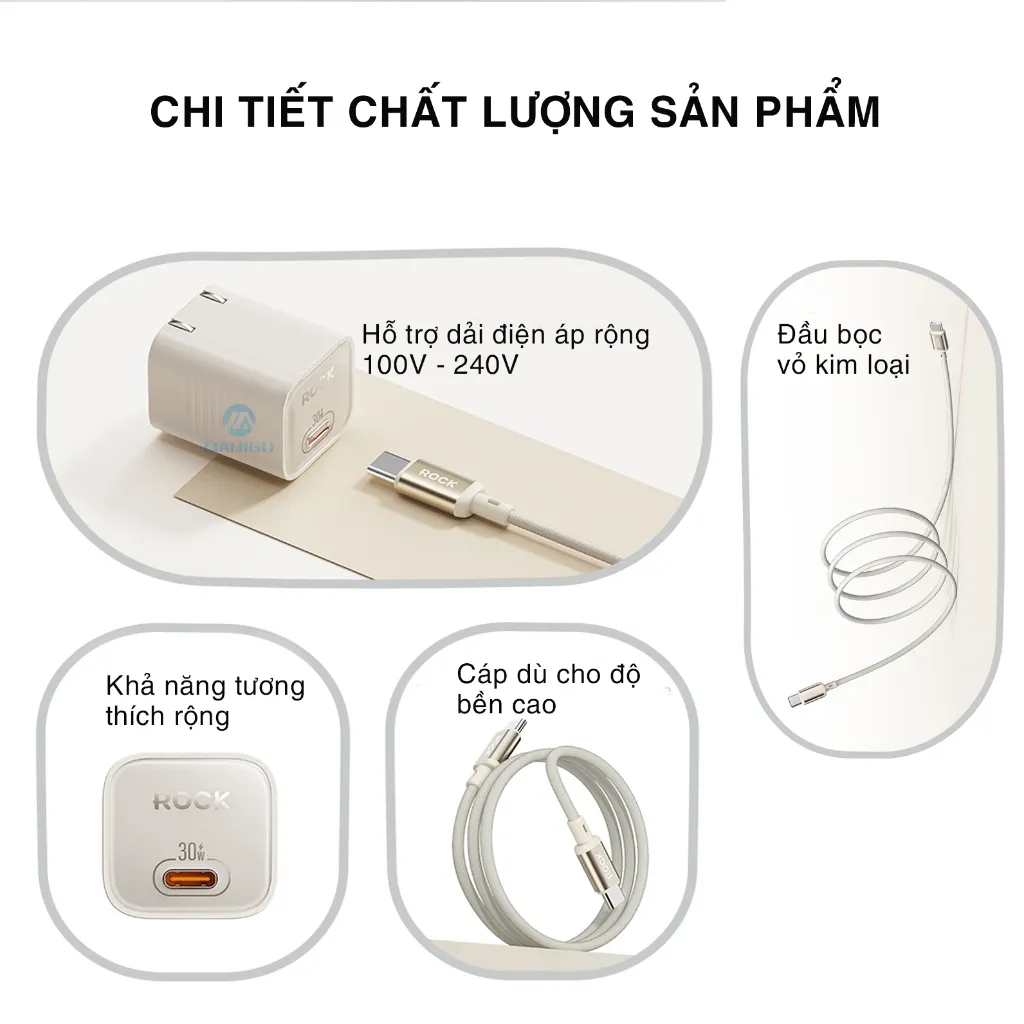 Ảnh Bộ củ cáp sạc nhanh typeC ROCK Ice²Cube sạc nhanh 30W Hàng chính hãng Rockspace BH 12 tháng 2