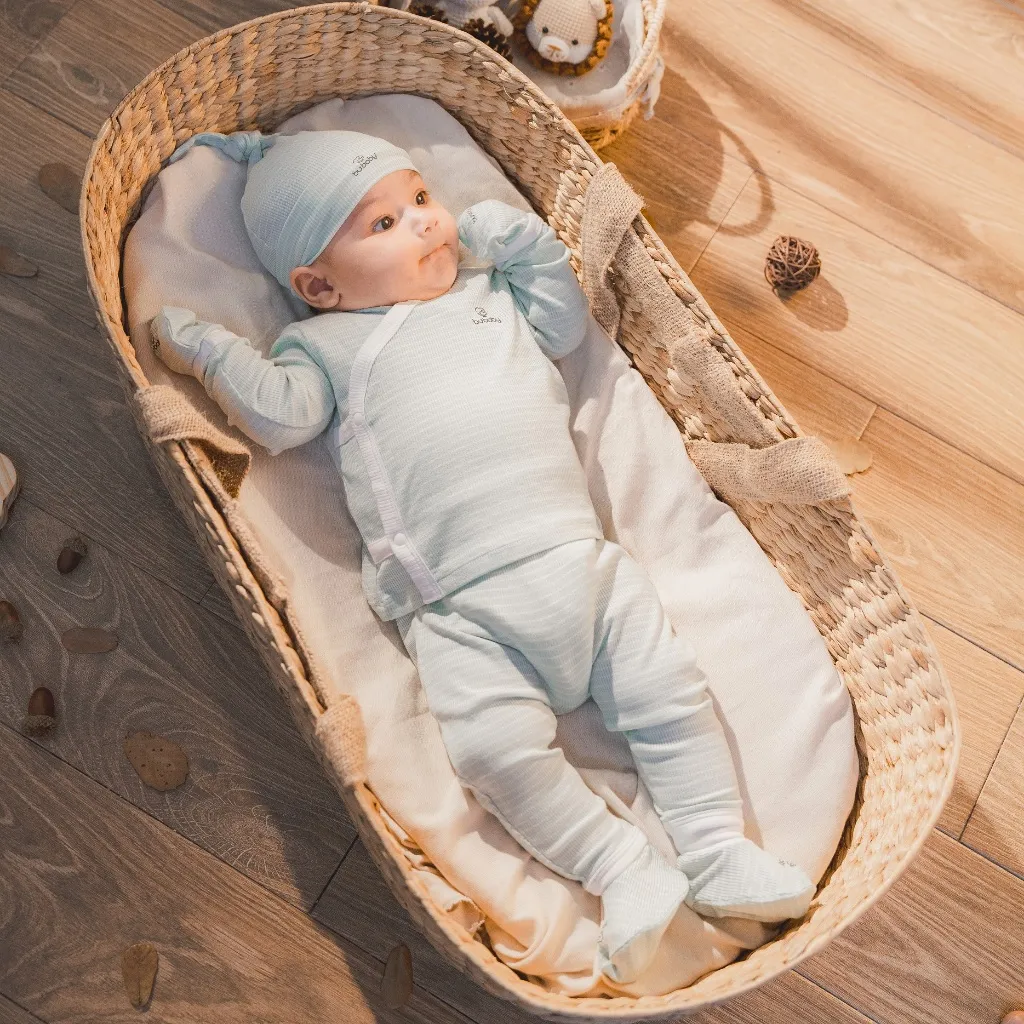 Ảnh Bộ dài tay cài chéo Stripy cho bé trai bé gái sơ sinh - Siro BSR1108ST | Quần áo BU Baby chính hãng 3