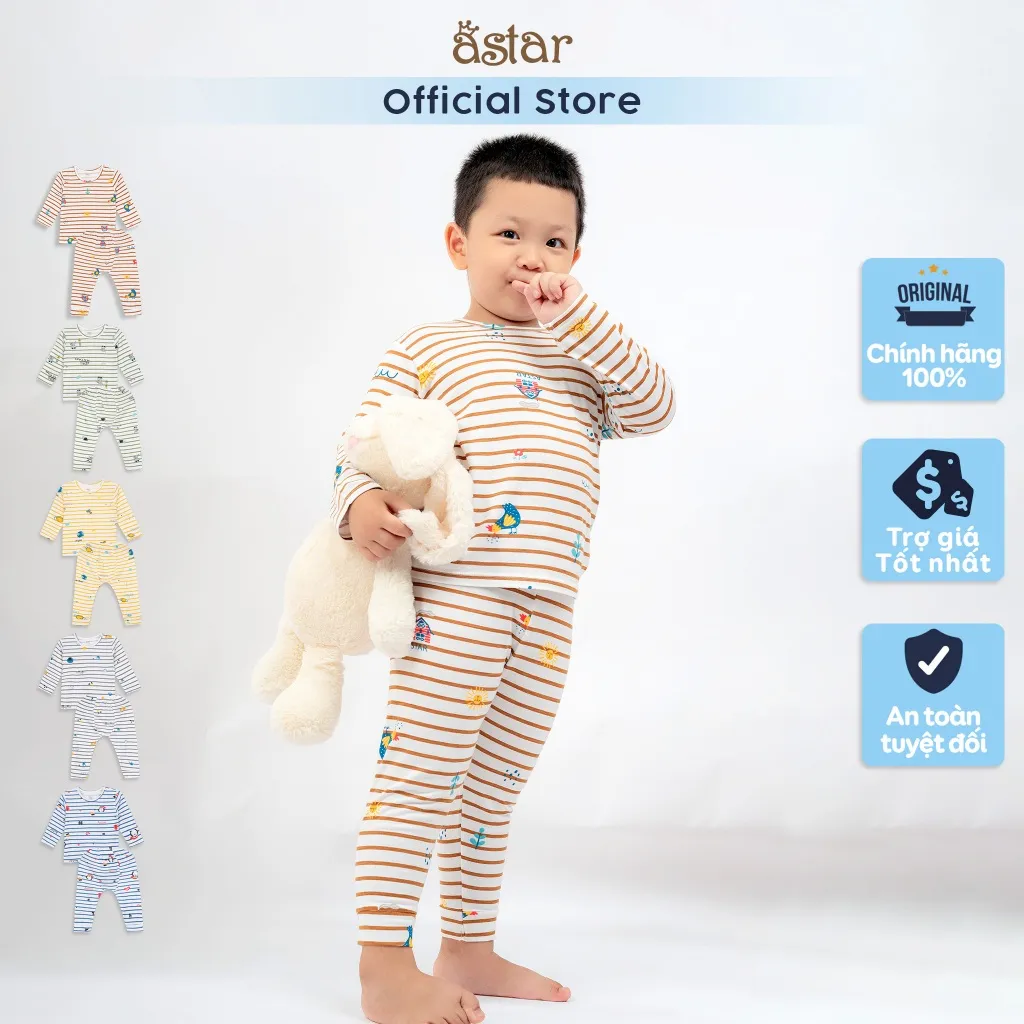Ảnh Bộ dài tay cài vai Astar hoạ tiết Noel vải cotton rayon cho bé 9 tháng đến 6 tuổi 1