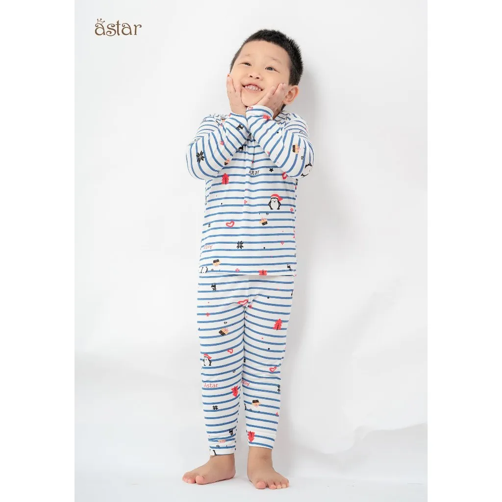 Ảnh Bộ dài tay cài vai Astar hoạ tiết Noel vải cotton rayon cho bé 9 tháng đến 6 tuổi 2