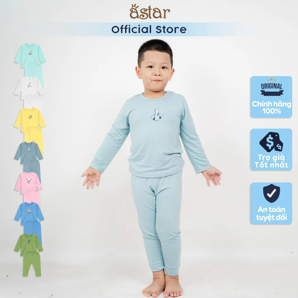 Ảnh Bộ dài tay cài vai ASTAR vải cotton rayon in hình cho bé trai,gái 9 tháng-6 tuổi 1