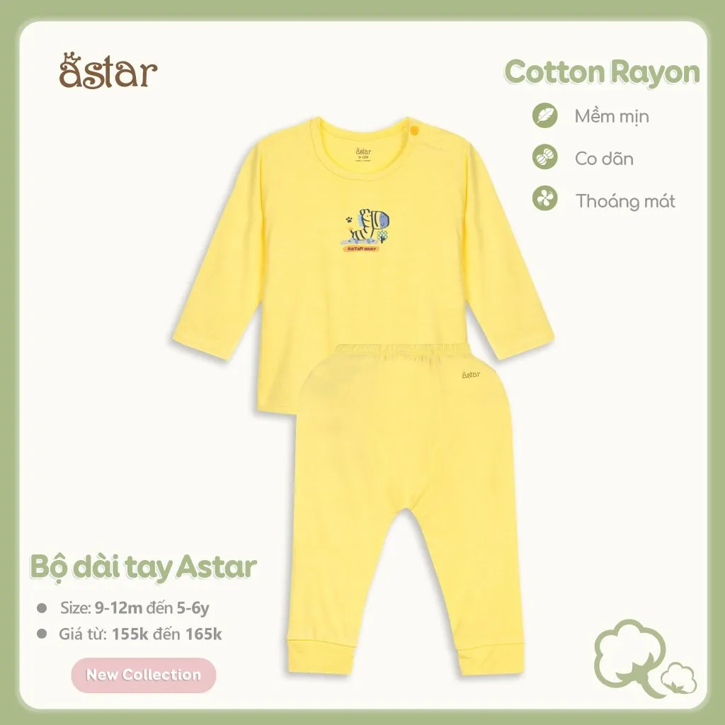Ảnh Bộ dài tay cài vai ASTAR vải cotton rayon in hình cho bé trai,gái 9 tháng-6 tuổi 3