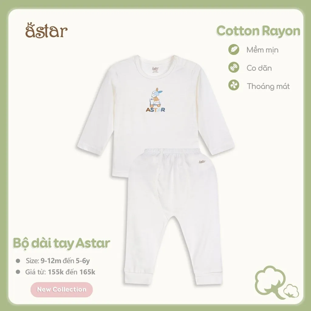 Ảnh Bộ dài tay cài vai ASTAR vải cotton rayon in hình cho bé trai,gái 9 tháng-6 tuổi 4