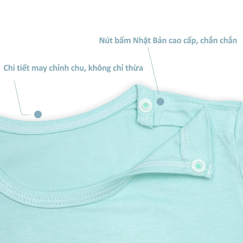 Ảnh Bộ dài tay cài vai trơn basic BENTY cotton co giãn 4 chiều, quần áo trẻ em cao cấp mềm, mịn 4