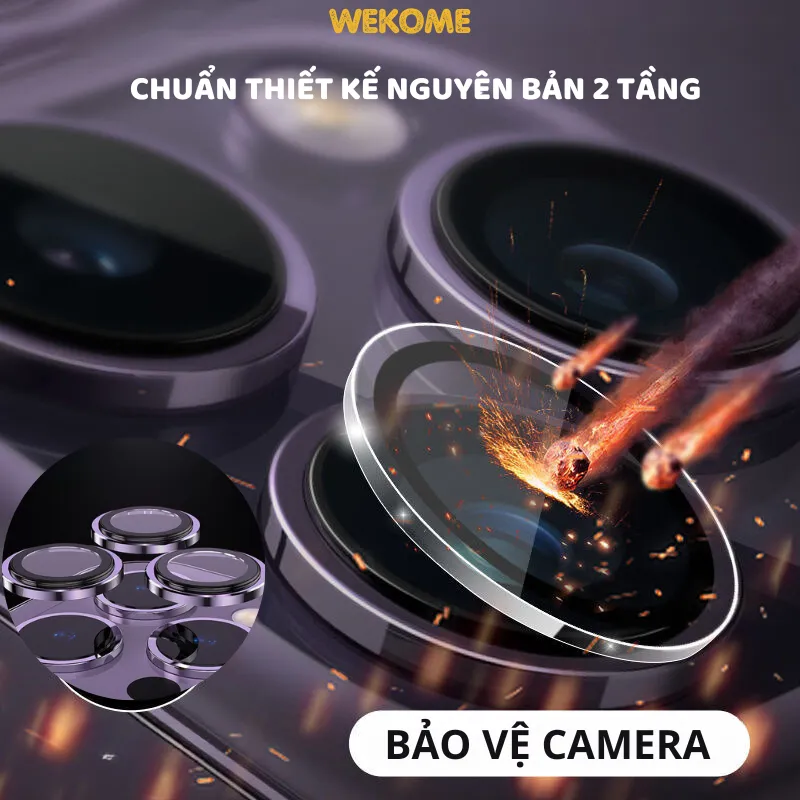 Ảnh Bộ dán bảo vệ camera iphone KTM Cam 2 tầng chuẩn theo máy, chống lóa, HD cho ip 14Promax ,13 12 11 15 Pro Max 2